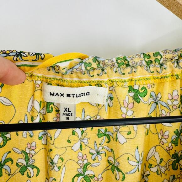 Max Studio Yellow Floral Romantic Boho Flowy Long Sleeve Fall Dress XL - Picture 3 of 9